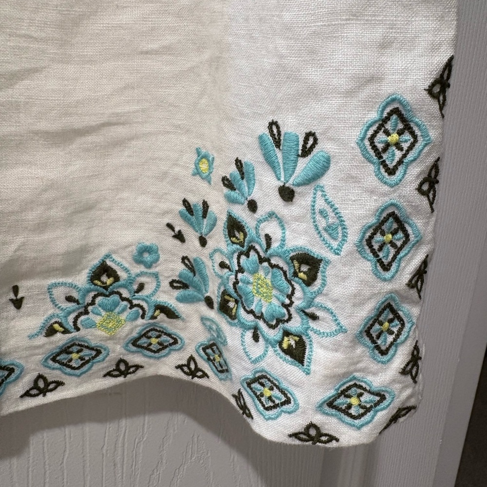 J. Jill White sleeveless dress with Blue & brown Embroidery - Picture 8 of 14